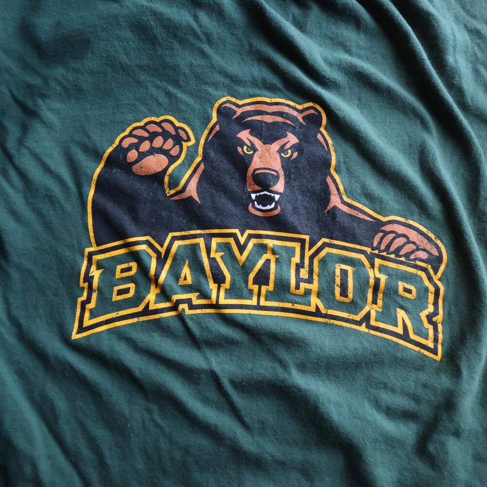 Baylor University T Shirt Mens L Green Double Sided Bear Logo College Tee - Picture 7 of 10